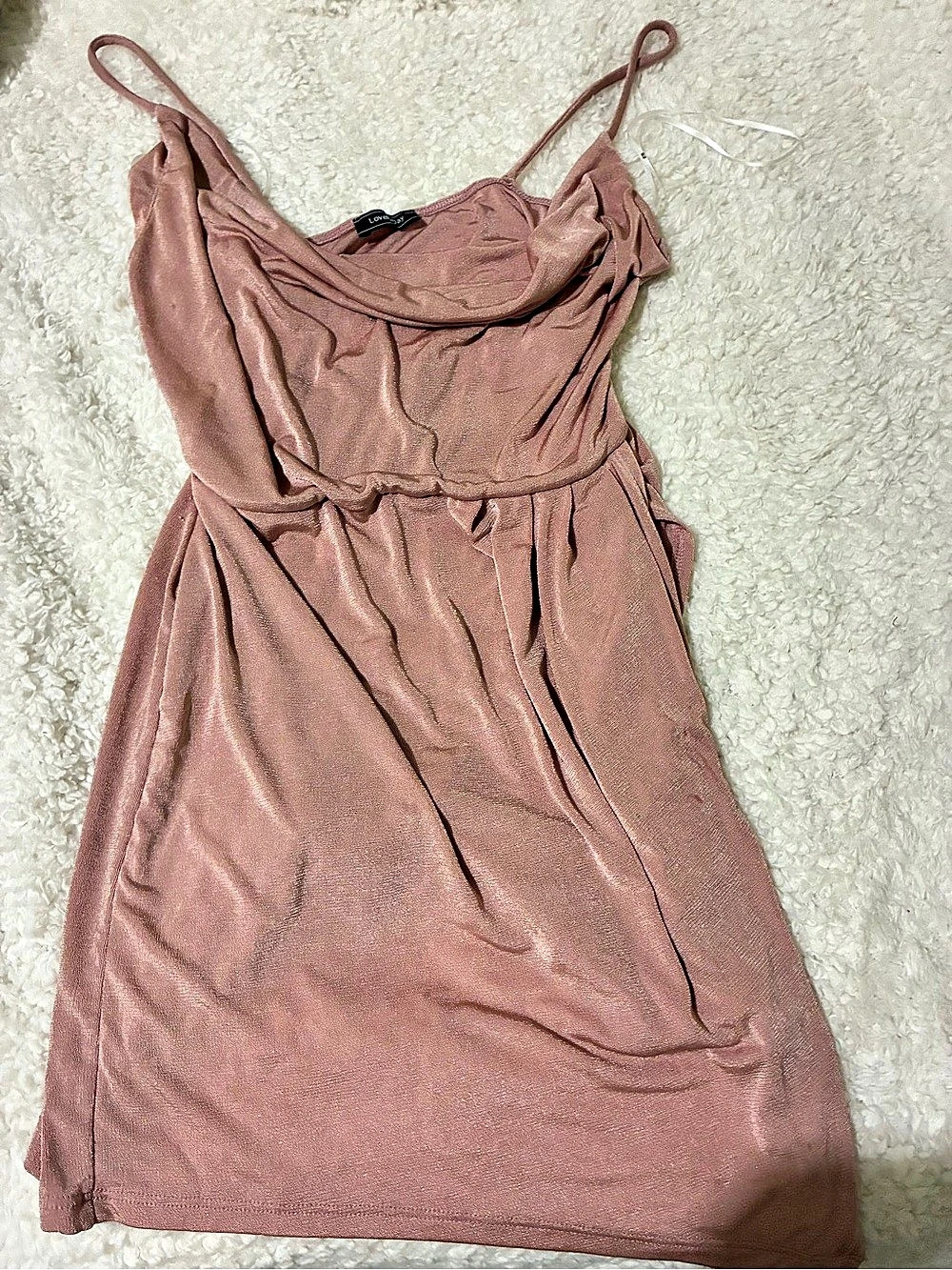 Love, Dani Draped Neck Mini Dress in Pink Like New